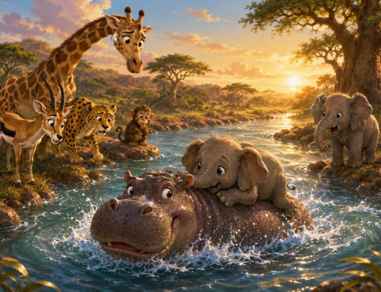 Казка про бегемота, який врятував друзів